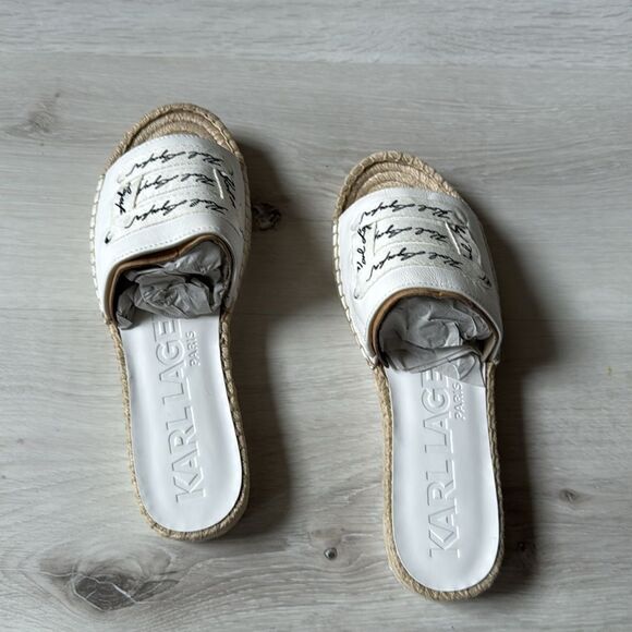 Karl Lagerfeld Logo Embroidery Platform Espadrille Women Cherie white size 8 NWT - Picture 6 of 9